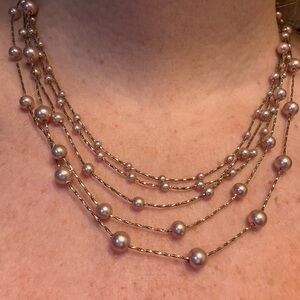 Monet (?) Champagne beaded 5 strand necklace